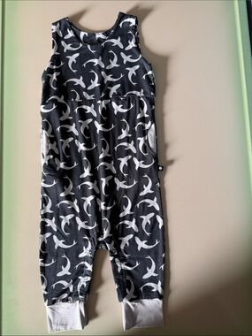 Black and White shark 🦈 Print bamboo Kids tank Romper